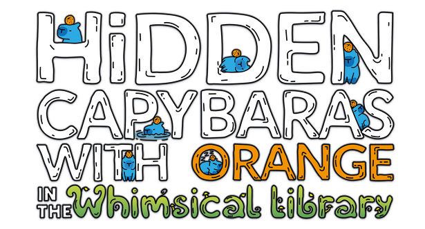 Логотип Hidden Capybaras with Orange in the Whimsical Library